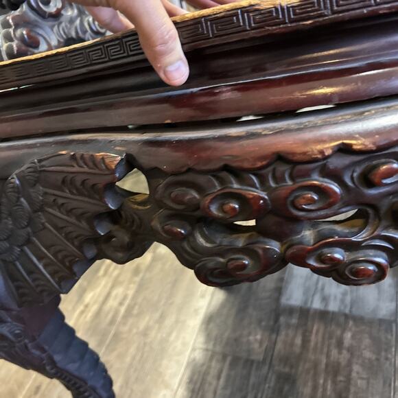 Late 19th century Chinese dragon carved armchair with medallion back 27"L x 21"W - Picture 10 of 12